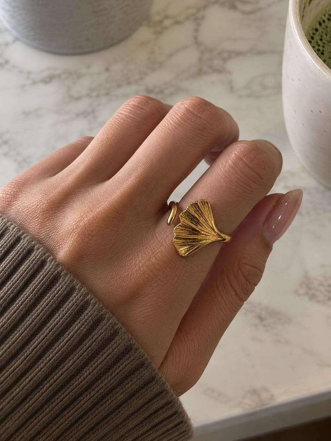 Customer photo review of Ginkgo Leaf Gold Ring