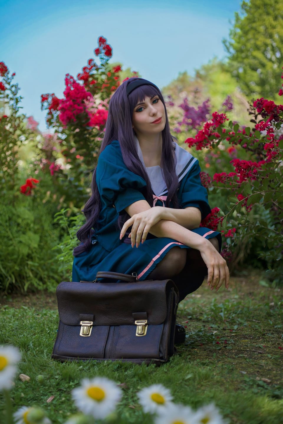 Customer photo review of The Fragrant Flower Blooms With Dignity Kaoruko Waguri Long Short Purple Hair Basic Wig