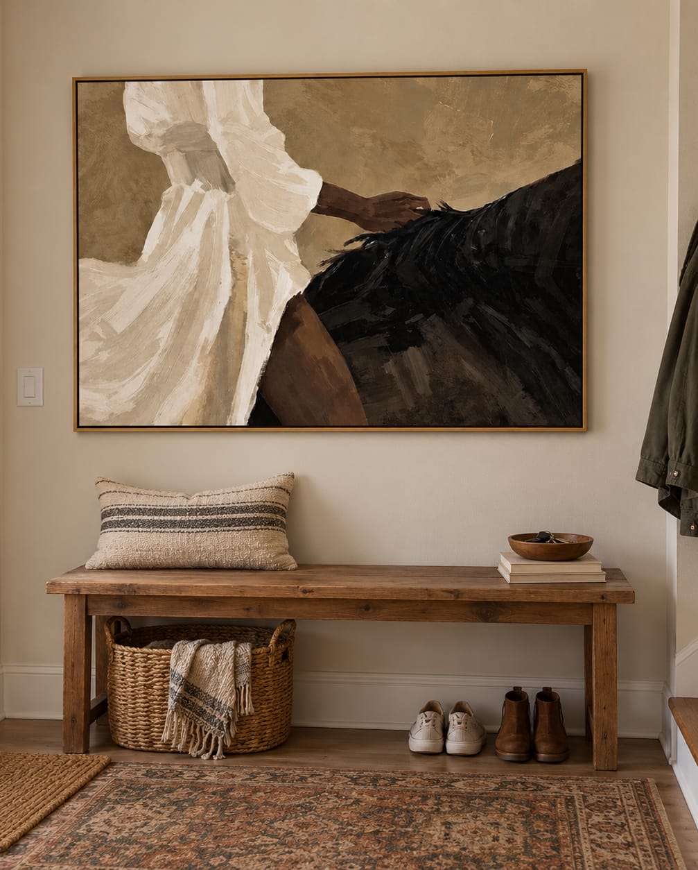 Customer photo review of Ivory Rider-Minimalist Horseback Woman Painting