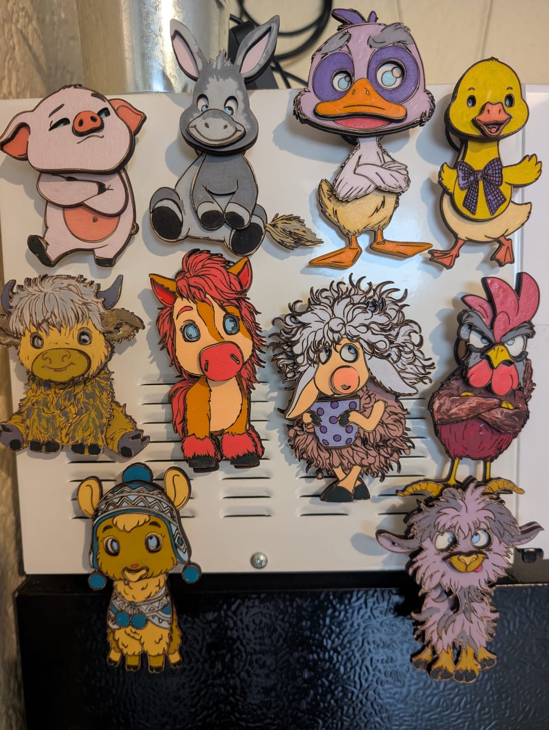 Customer photo review of 10 Farm Animal Fridge Magnet Laser Cut SVG