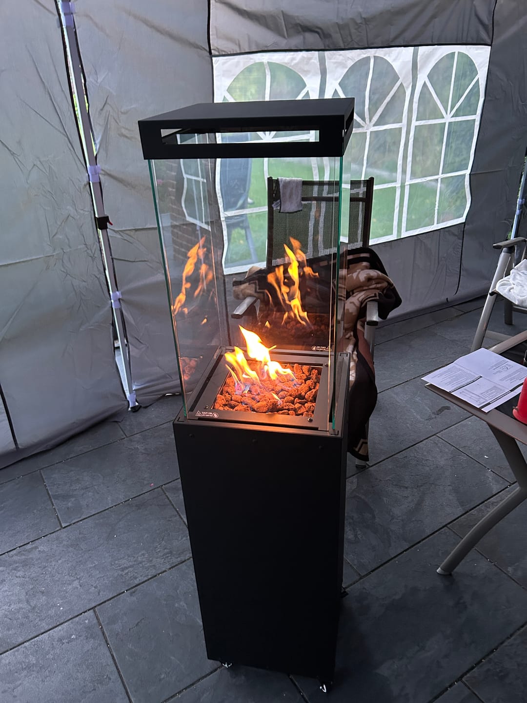 Customer photo review of Gartenzeit® Gas-Terrassenheizer mit Glaszylinder inkl. Abdeckung