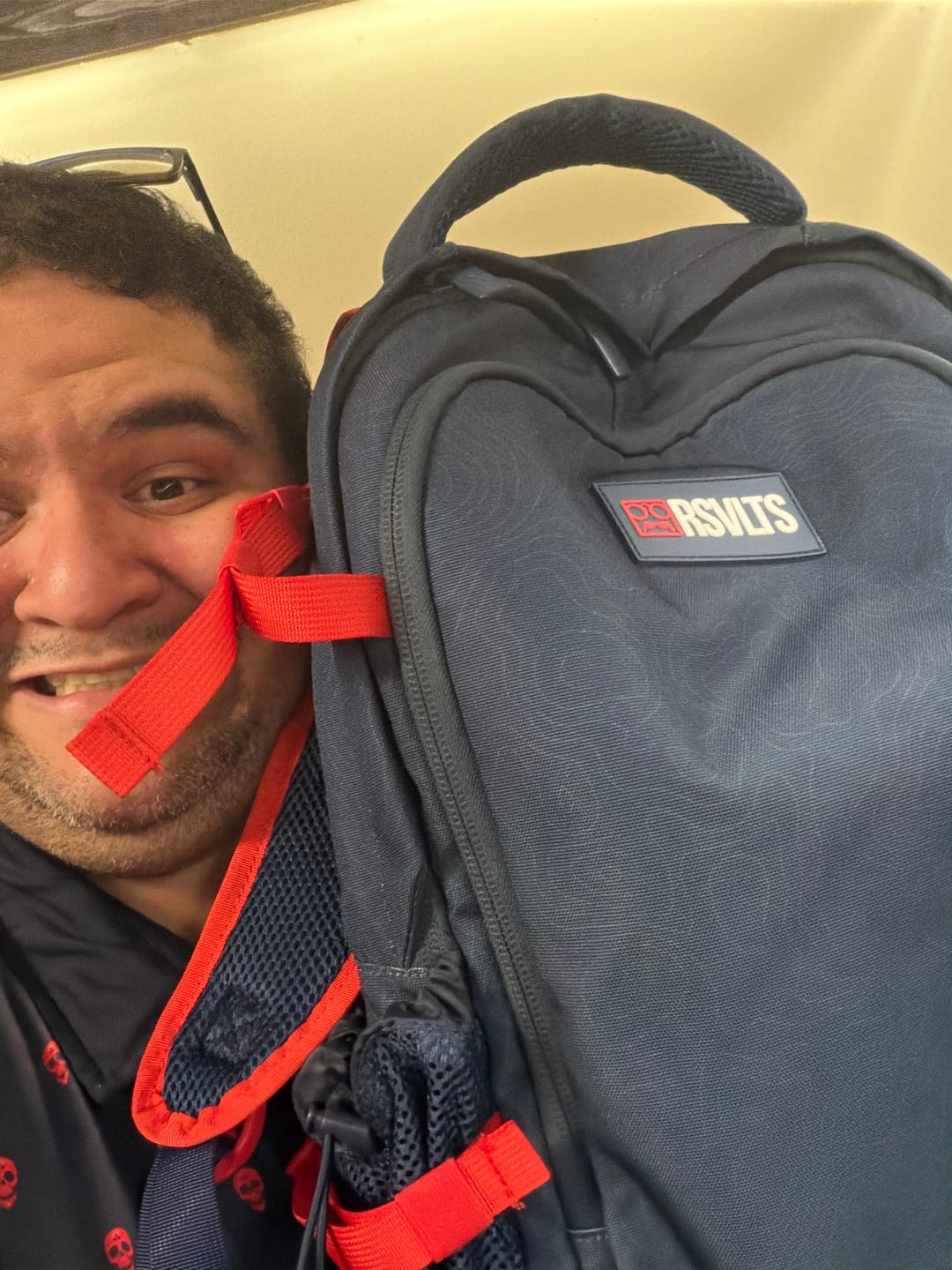 Customer photo review of Navy Topo – Commuter Backpack