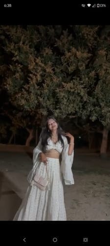 Customer photo review of Astoria Ivory Mirror Work Lehenga Set