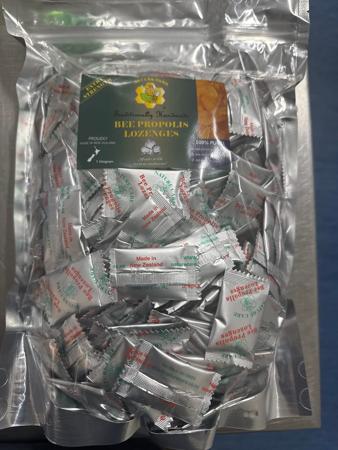 Customer photo review of Nature Care Bee Propolis Lozenges Extra Strength 1kg