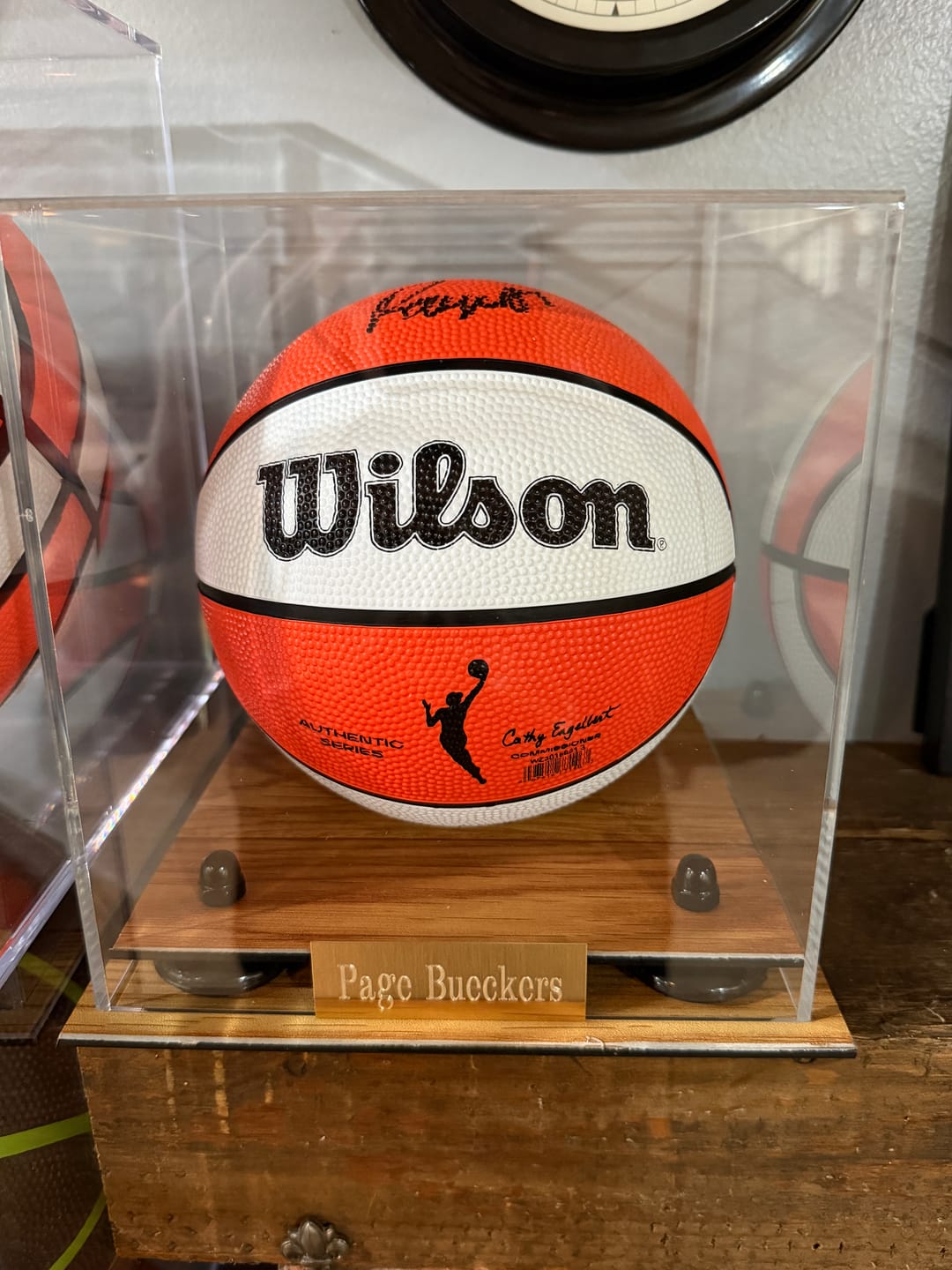 Customer photo review of Acrylic Mini - Miniature (not Full Size) Basketball Display Case - Clear (A015/B03)