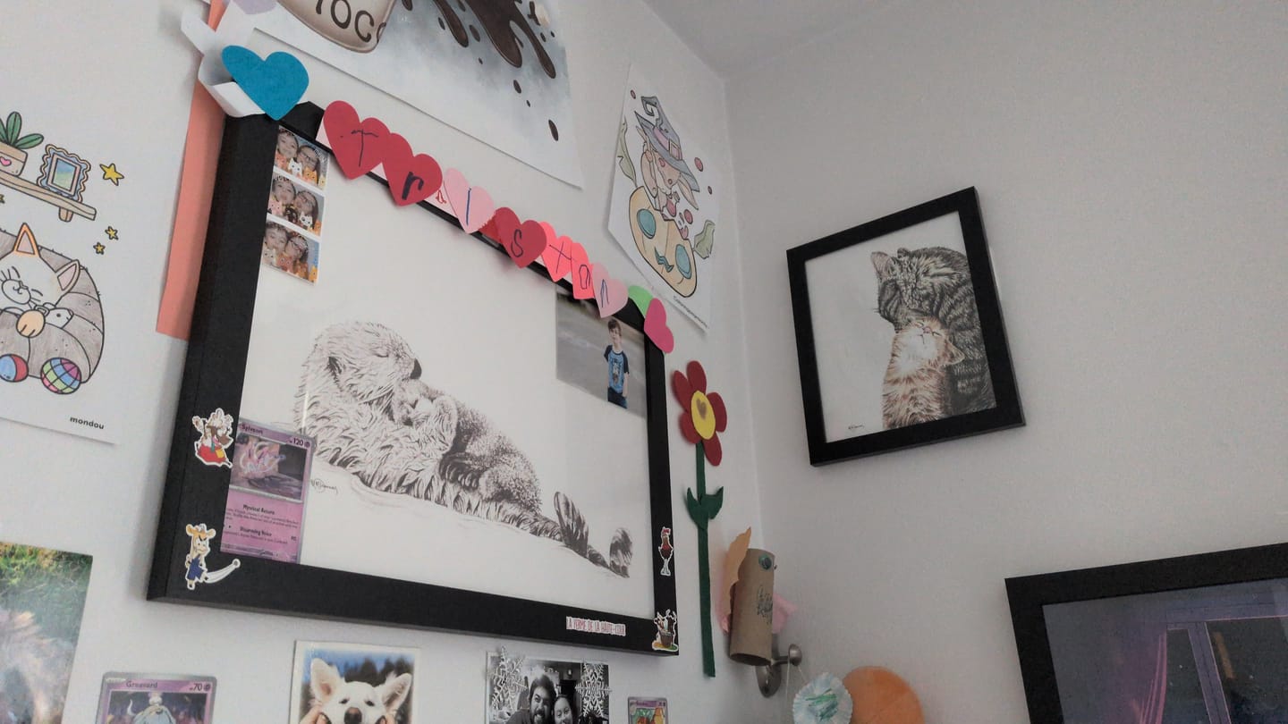 Customer photo review of Mother Cat with kitten - art print