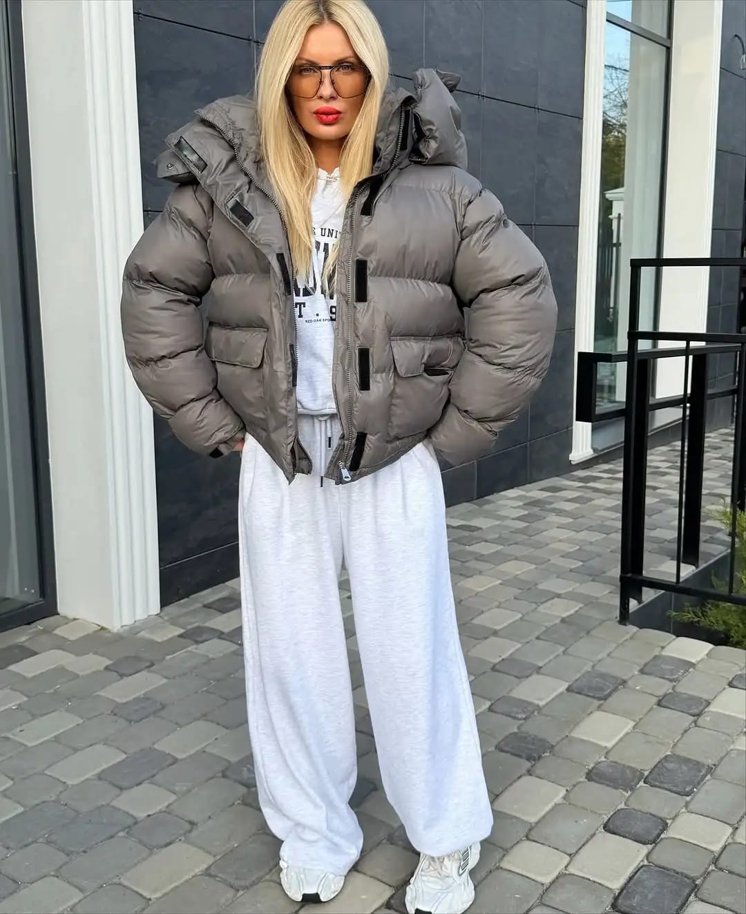 Customer photo review of Daniela Flap Pockets Hooded Puffer Coat