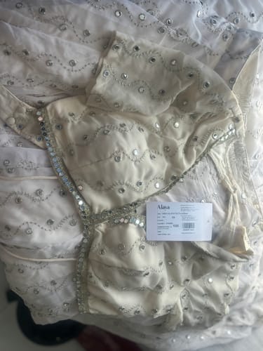 Customer photo review of Astoria Ivory Mirror Work Lehenga Set