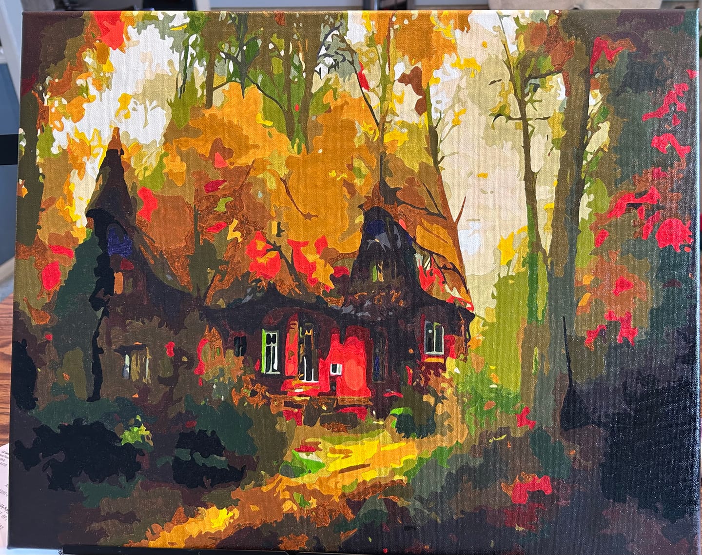 Customer photo review of Paint by Numbers - Pointed roof house in the forest