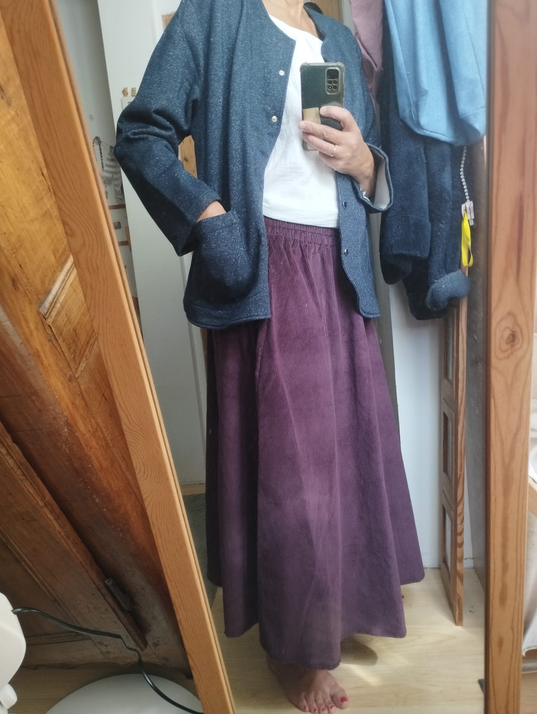 Customer photo review of Jupe Tao — Velours côtelé prune