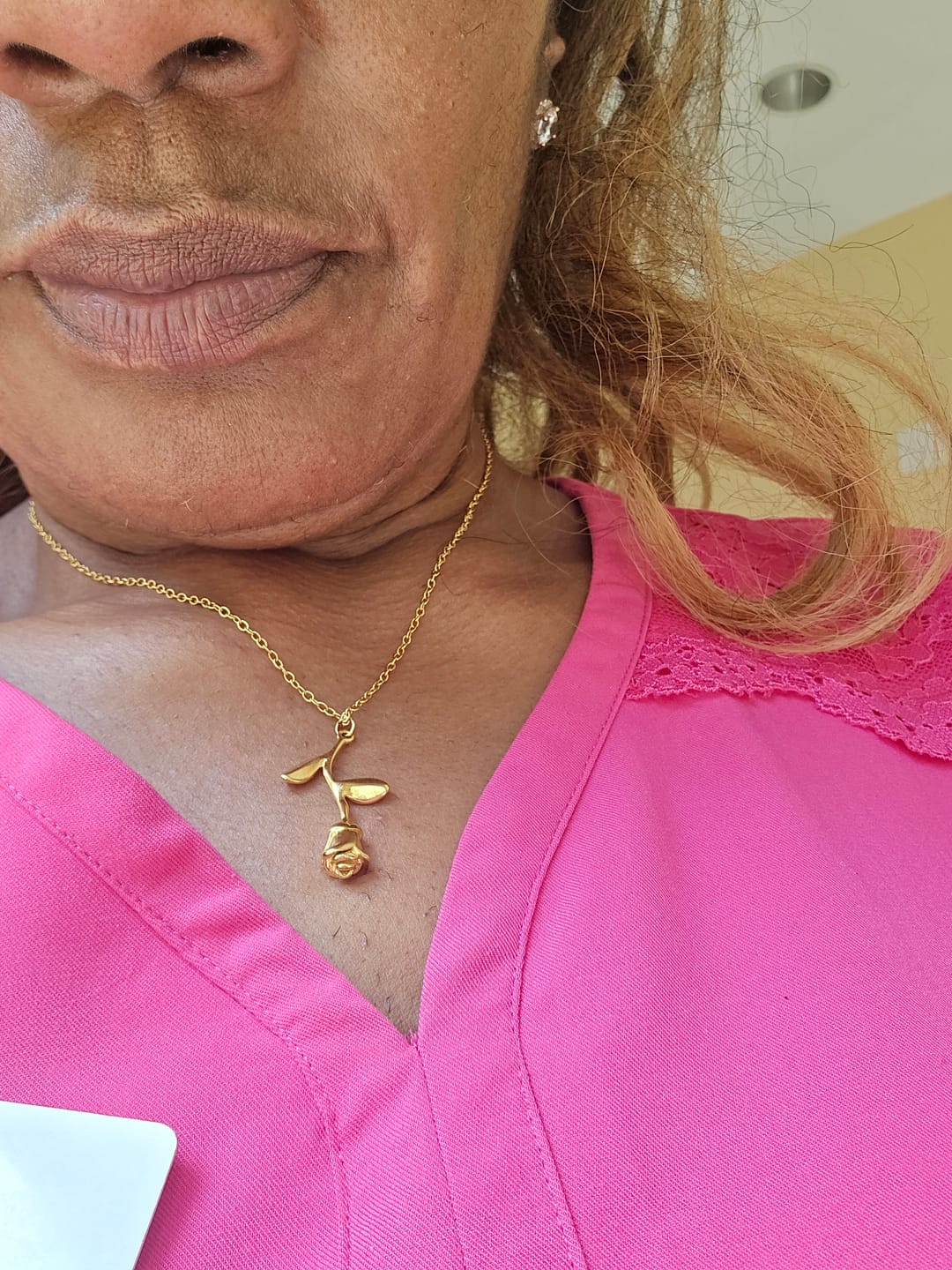 Customer photo review of Rose Pendant Necklace