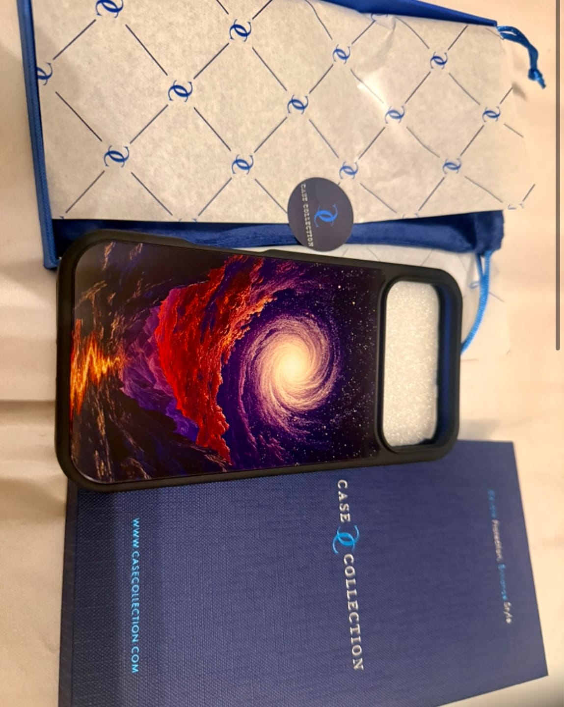 Customer photo review of Purple Designer iPhone 18 Pro Max Case – Cosmic Vortex | MagSafe
