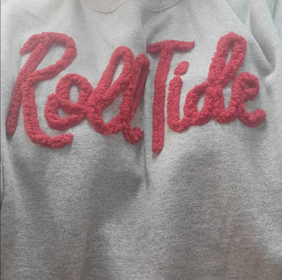 Customer photo review of Custom College Chenille Team Name Embroidered Sweatshirt | Gifts for Sports Mom
