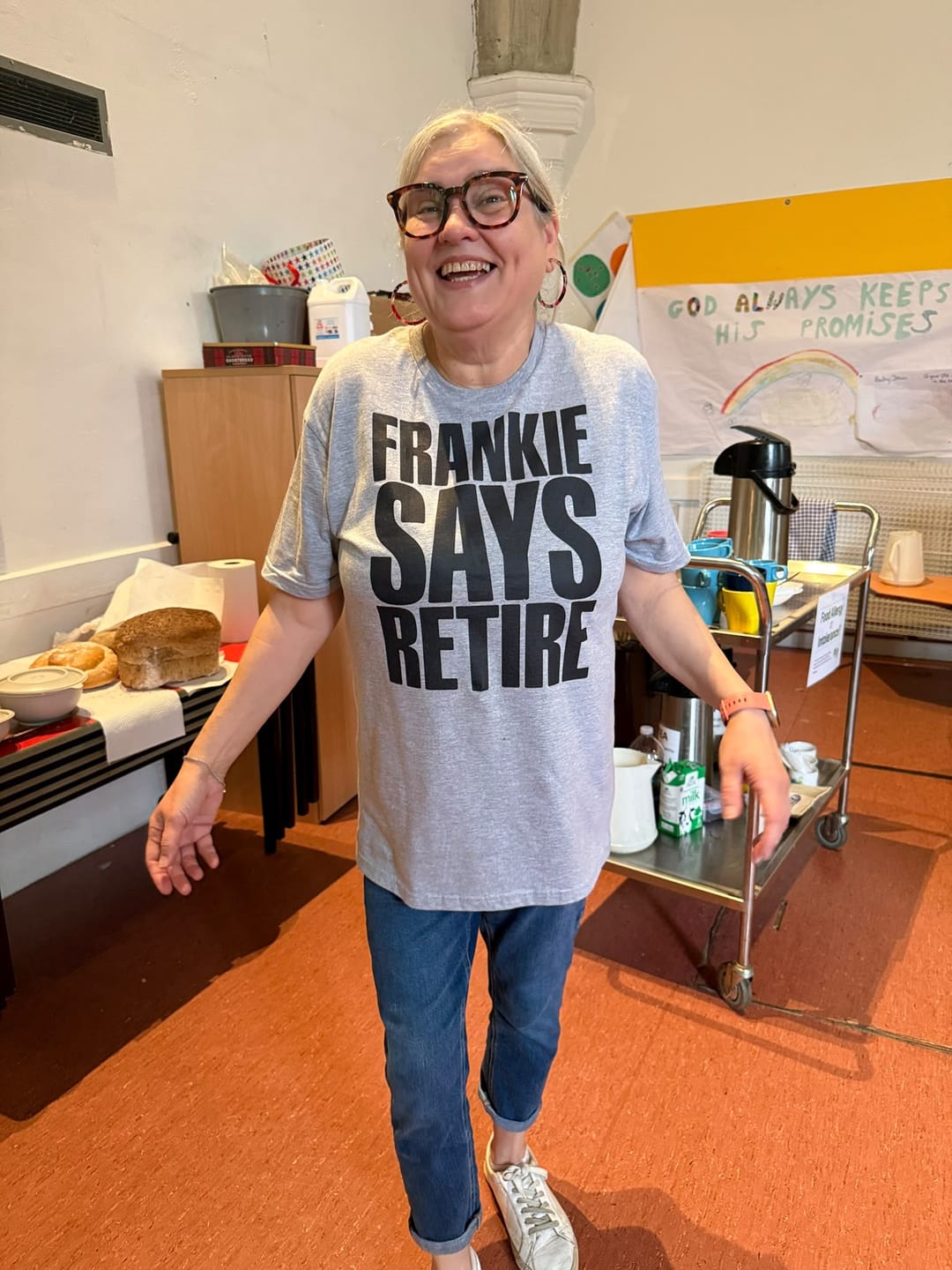 Customer photo review of Frankie Says Retire T-Shirt