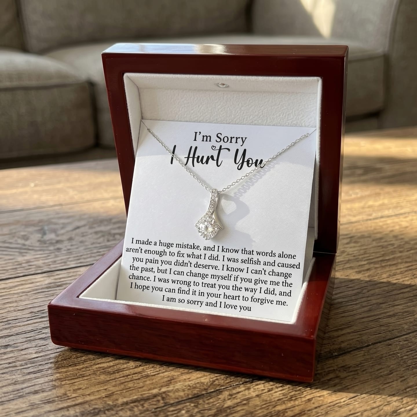Customer photo review of "I'm Sorry I Hurt You" Alluring Beauty Necklace – Heartfelt Apology & Reconciliation Gift for Her