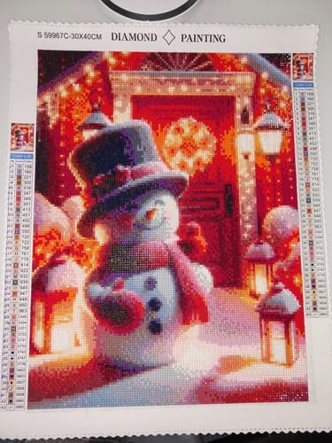 Customer photo review of Snowman visiting | Diamond Painting Kit