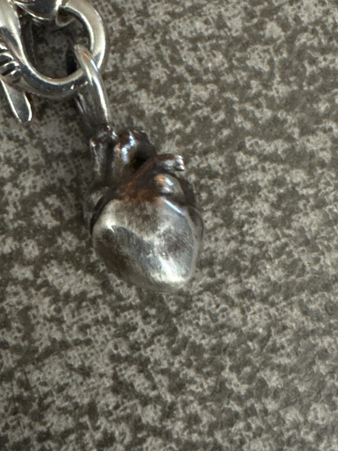 Customer photo review of Silver Patina Anatomical Heart Charm