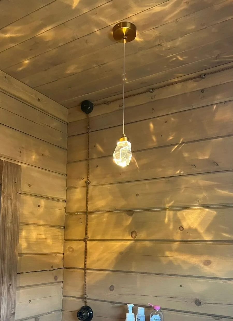 Customer photo review of Gold Crystal Drop Pendant Light for Kitchen Island, 15 cm