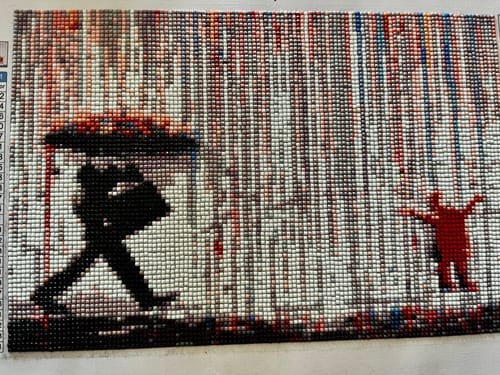 Customer photo review of Colored rain, Banksy | Diamond Painting Kit