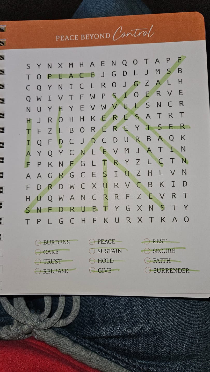 Customer photo review of Be Still: Word Search Devotional for Peace & Rest in God