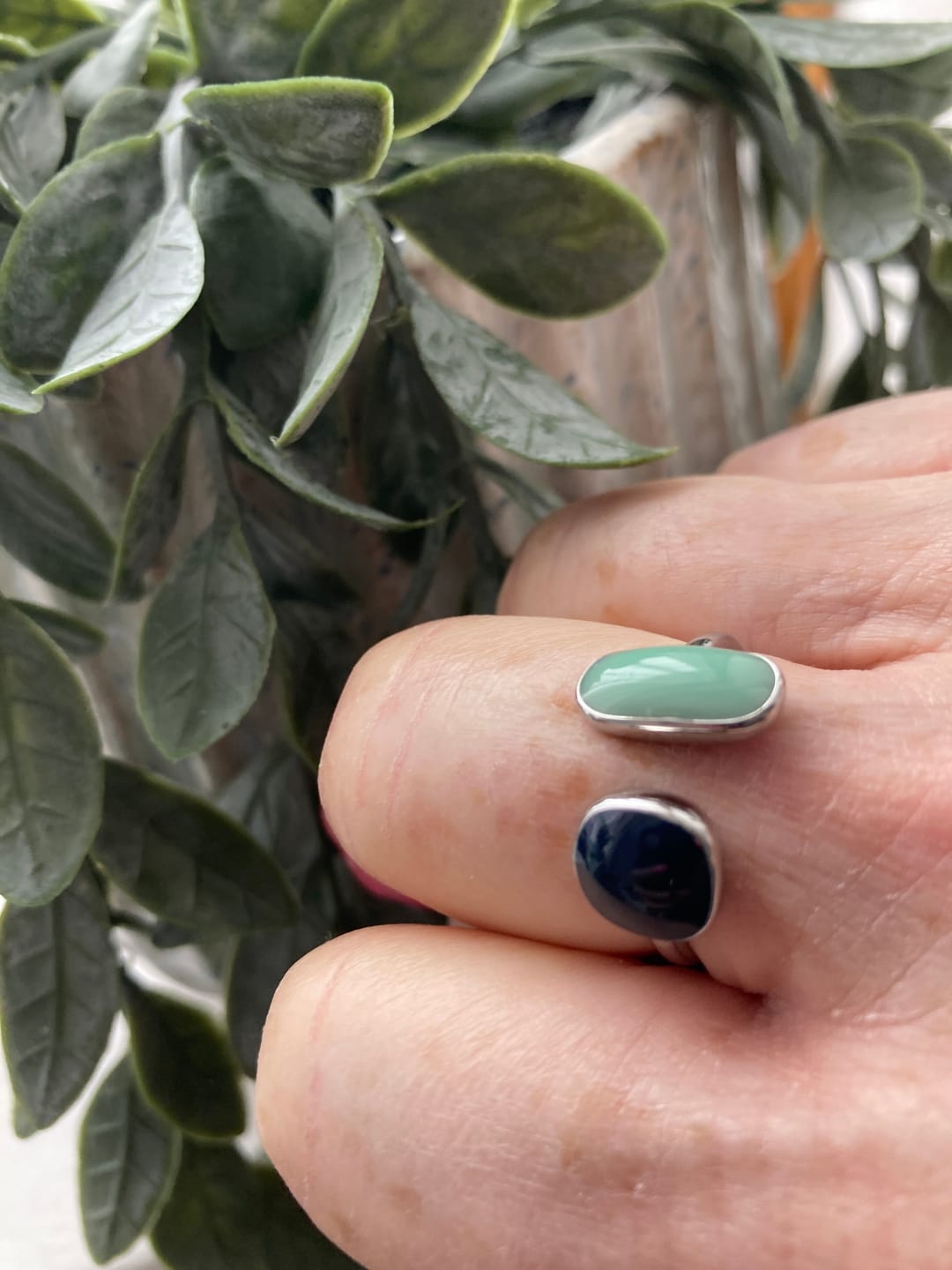 Customer photo review of Aquamarine Wrap Silver Ring