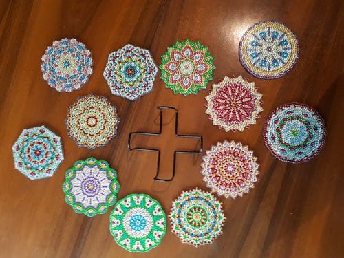 Customer photo review of Flower Mandala | Diamond Painting Coaster Set