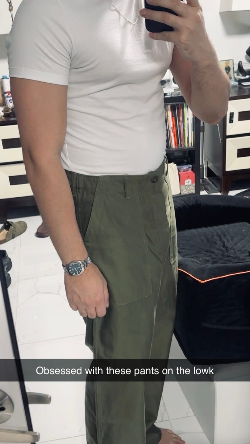 Customer photo review of Vietnam War OG-107 Utility Fatigue Pants