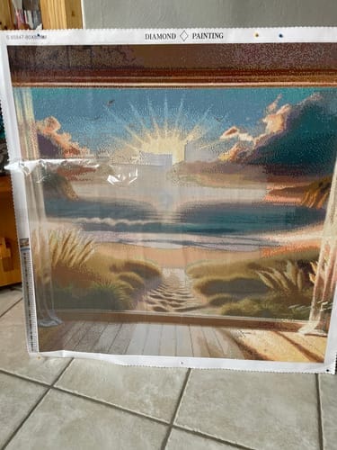 Customer photo review of View from window, beach | Diamond Painting Kit