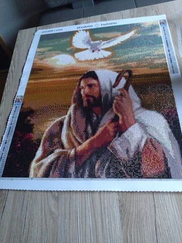 Customer photo review of Jesus with dove | Diamond Painting Kit