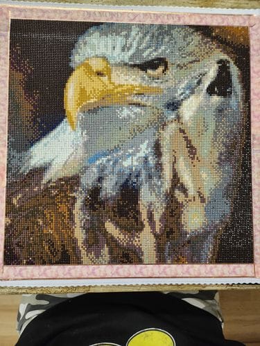 Customer photo review of Eagle and howling wolf | Diamond Painting Kit