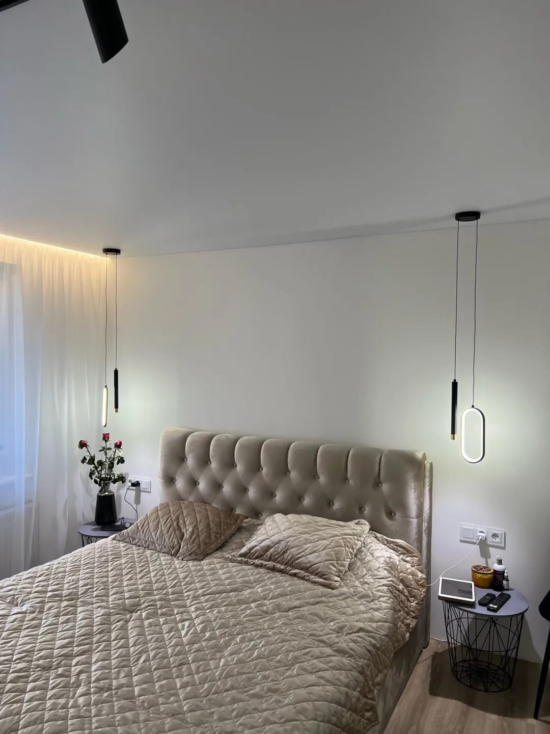 Customer photo review of Black Pendant Light for Bedroom, Acrylic Base, 30 cm
