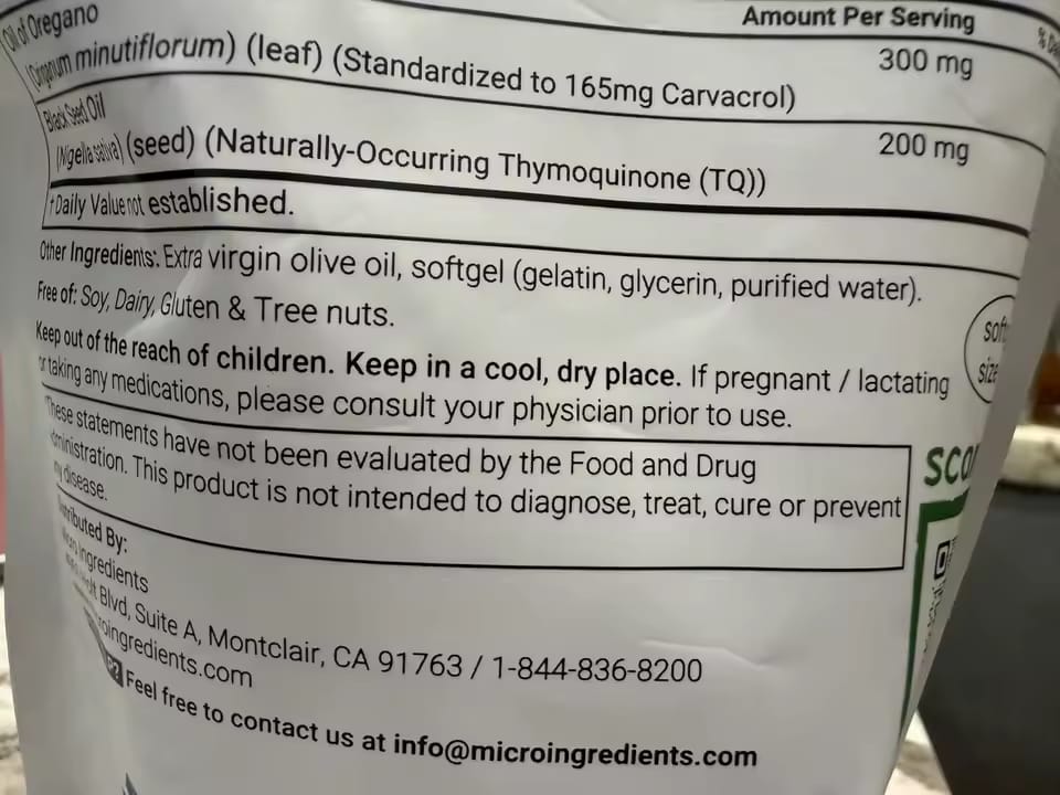 Customer photo review of OregaCore™ — 6000mg Oil of Oregano Softgels