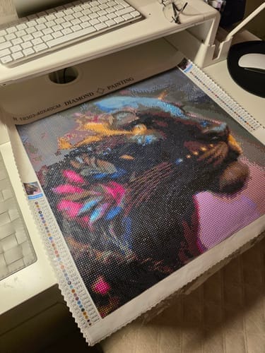 Customer photo review of Panther Portrait | Diamond Painting Kit