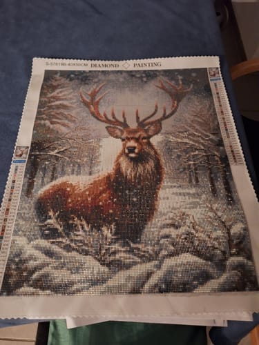 Customer photo review of Deer in the snow | Diamond Painting Kit