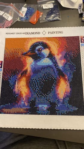 Customer photo review of Luminous Penguin | AB Diamond Painting Kit