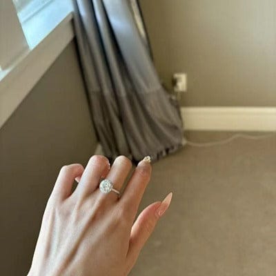 Customer photo review of Infinity Halo Pavé Round Cut Diamond Ring