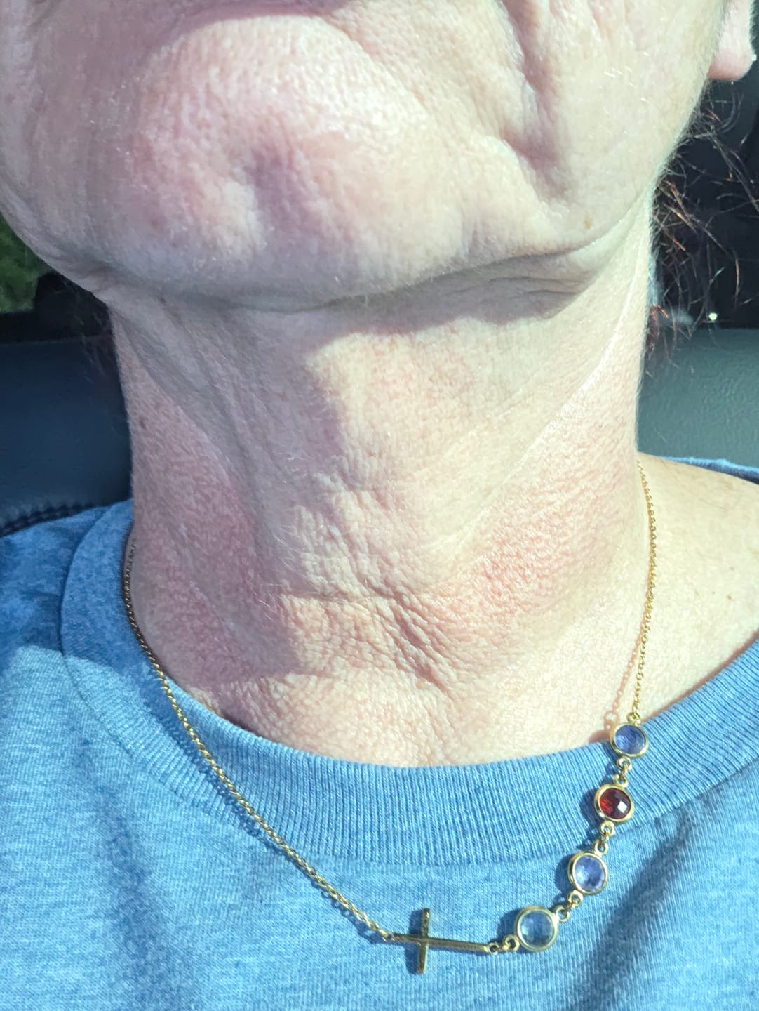 Customer photo review of Cross with Birthstone Necklace