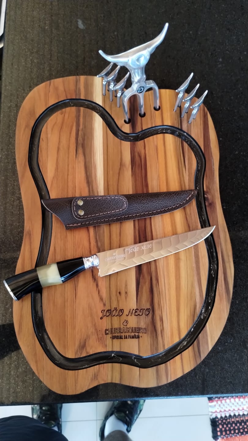 Customer photo review of Kit Churrasco Personalizado Artesanal Damascus BBQ