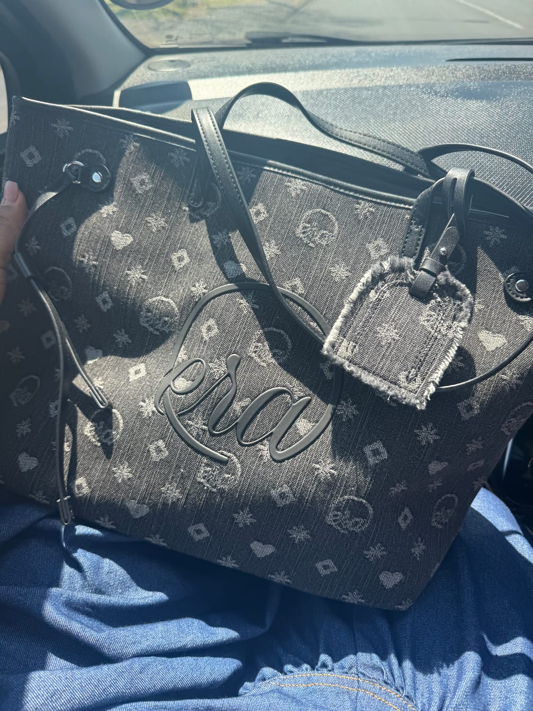 Customer photo review of Midnight Muse Denim Tote