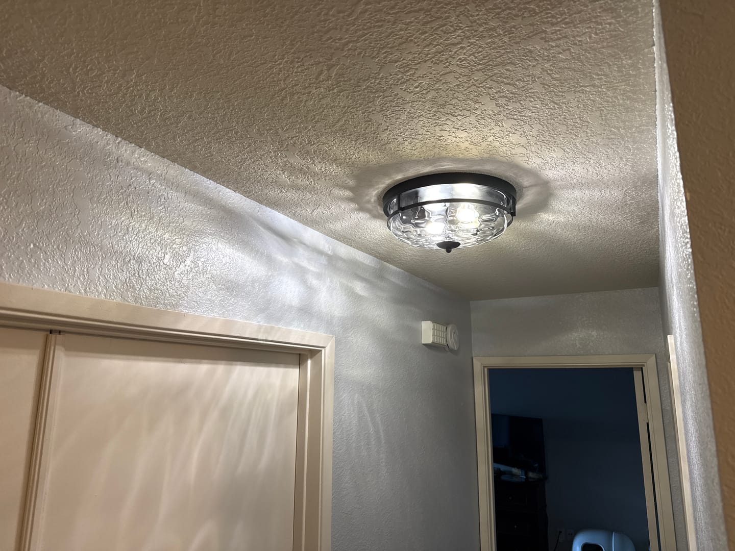 Customer photo review of 2-Light Water Glass Round Flush Mount Ceiling Light