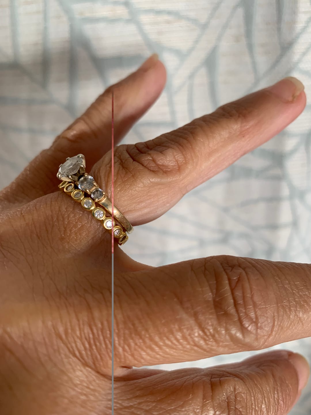 Customer photo review of 3mm Moissanite Round Cut Bezel Eternity Ring