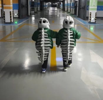 Customer photo review of Skeledino™ Dinosaur Skeleton Plush Costume – Kids & Adult Sizes