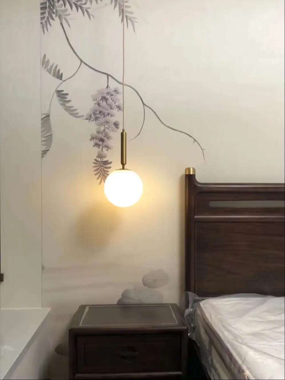 Customer photo review of Gold Globe Wall Sconce for Bedroom, Adjustable Cable, 30 cm