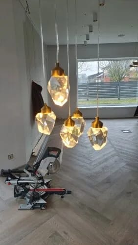 Customer photo review of Gold Crystal Drop Pendant Light for Kitchen Island, 15 cm