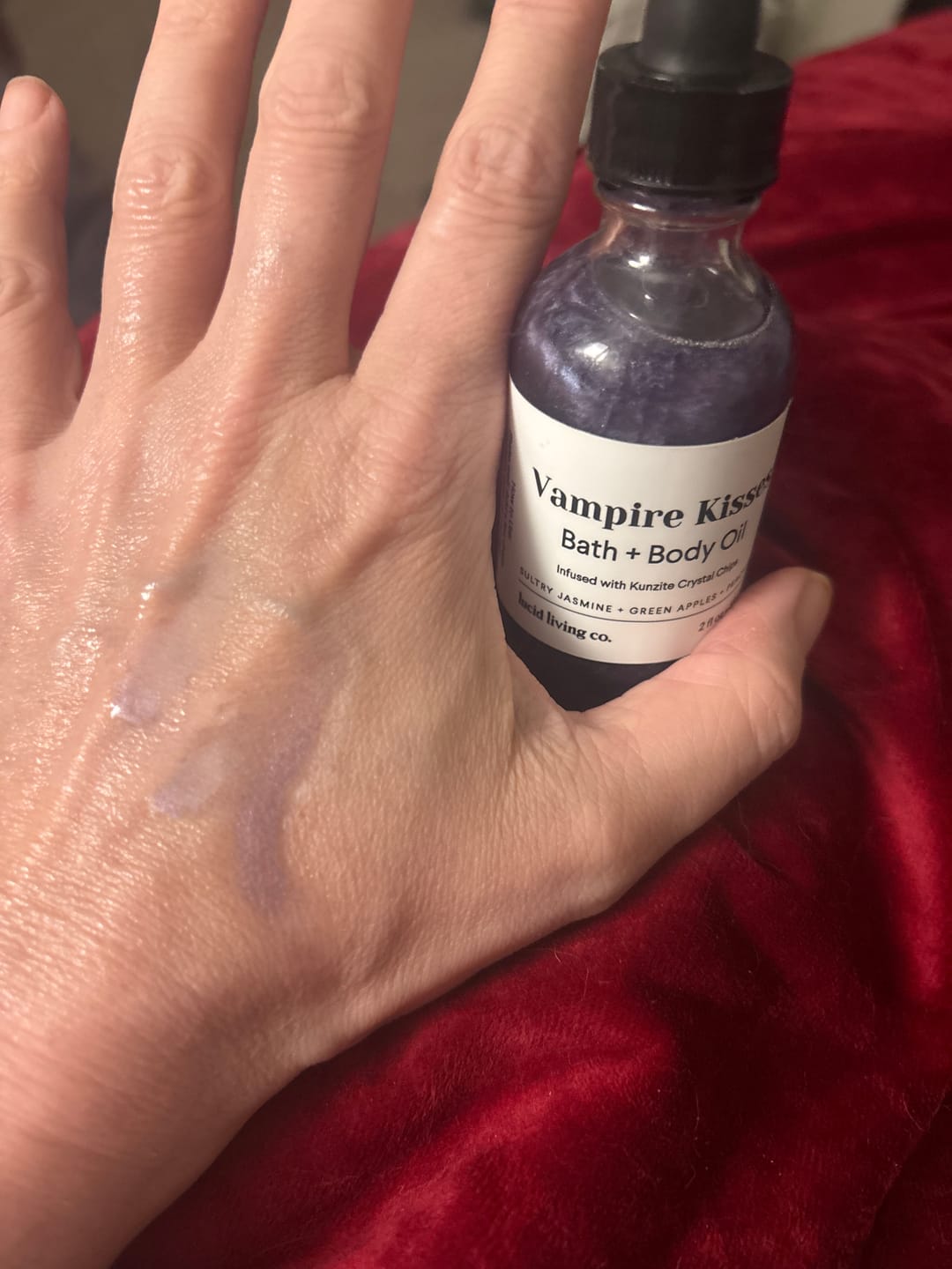 Customer photo review of Vampire Kisses Bath & Body Oil