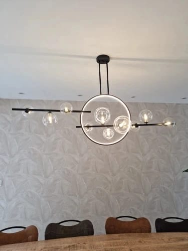 Customer photo review of Iron Chandelier for Staircase, Matte Black Frame, 90 cm