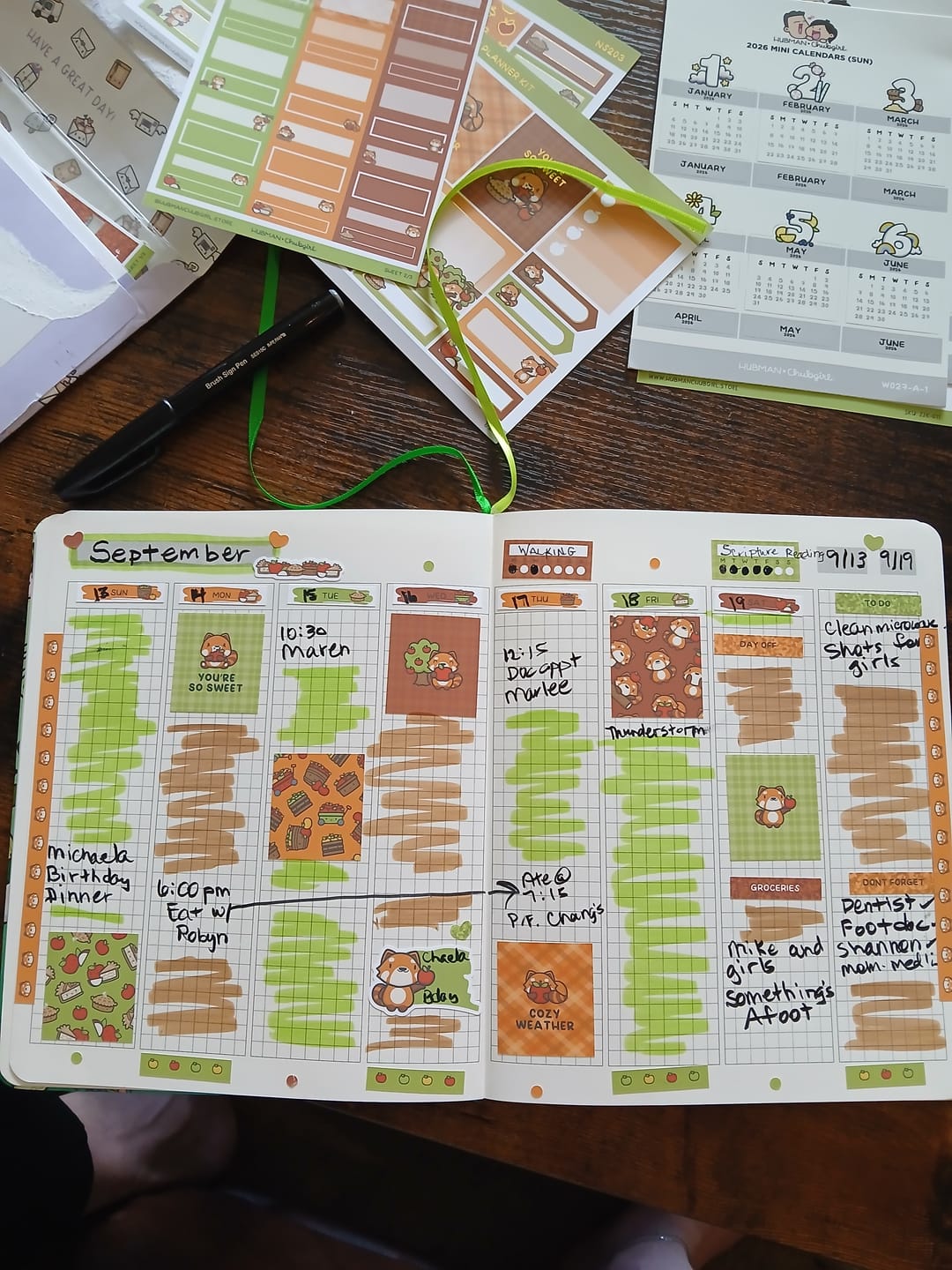 Customer photo review of Fall Pandas Theme Hobonichi Cousin Weekly Kit (Set of 3)
