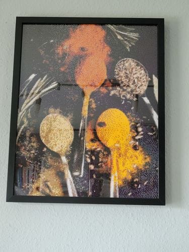 Customer photo review of Variety of spices on a spoon | Diamond Painting Kit
