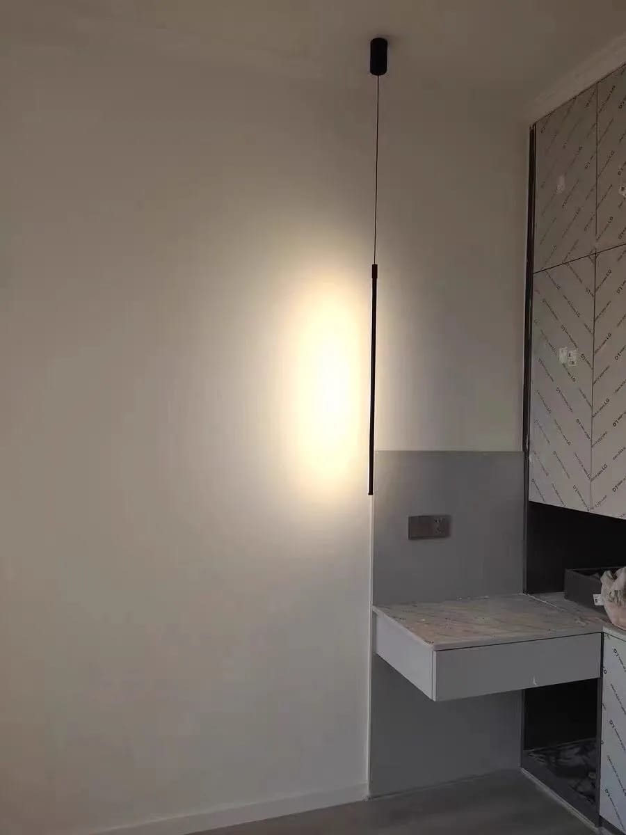 Customer photo review of Vertical Black Pendant Light for Bedroom, Wall Halo, 56–91 cm