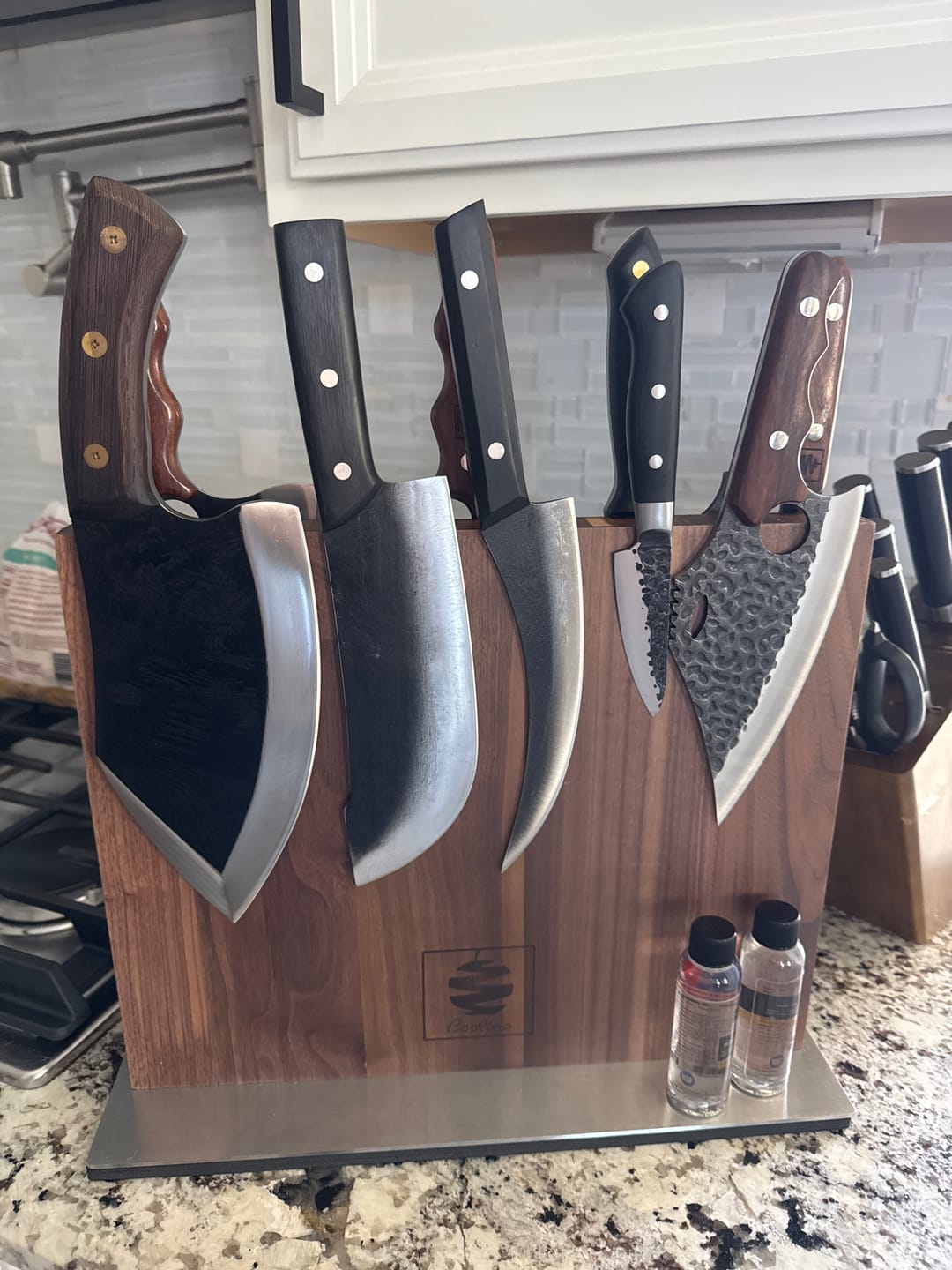 Customer photo review of Walnut Magnetic Knives Holder